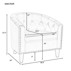 Dark Brown 28.6'' Wide Tufted Barrel Chair Curved Edges Provide Comfortable Seat