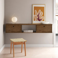 Rustic Brown Oglethorpe Floating Desk Crafted from Engineered Wood