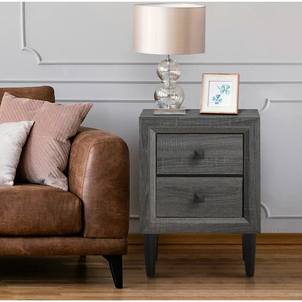 Ojas 21.5'' Tall 2 - Drawer Nightstand in Gray Perfect Additional Storage Space