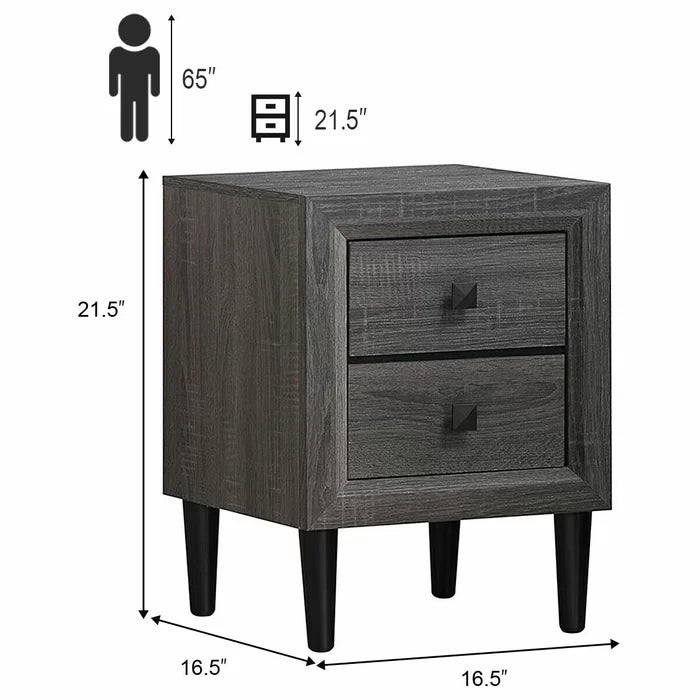 Ojas 21.5'' Tall 2 - Drawer Nightstand in Gray Perfect Additional Storage Space