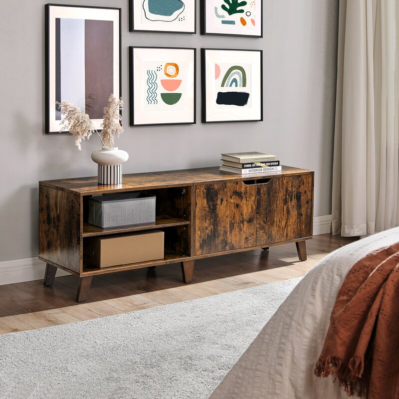 TV Stand for TVs up to 65" Open Shelf on the Left Side of the Cabinet Can Also Be Adjusted TV Cabinet Will Bring A New Charm to your Living Room