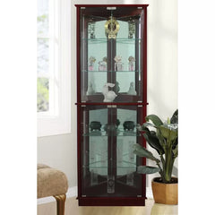 Cherry Olivian 26'' Wide Mirrored Back Curio Cabinet with Lighting Design