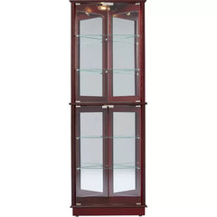 Cherry Olivian 26'' Wide Mirrored Back Curio Cabinet with Lighting Design