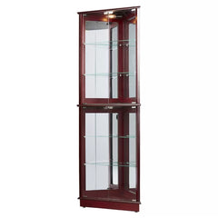 Cherry Olivian 26'' Wide Mirrored Back Curio Cabinet with Lighting Design