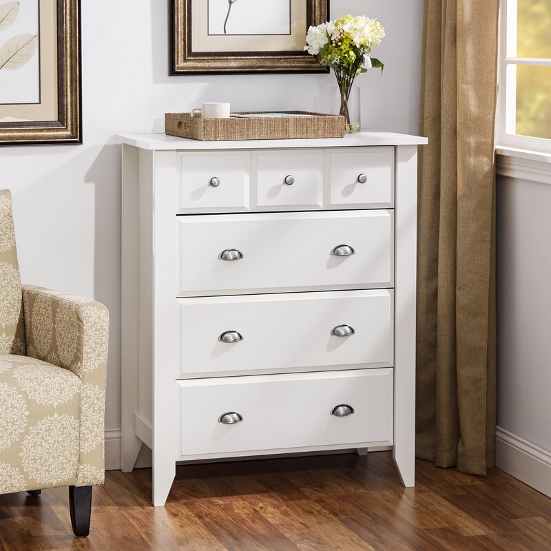 Olney 4 Drawer 34.75'' W Chest Soft White Engineered Wood in a Neutral Finish