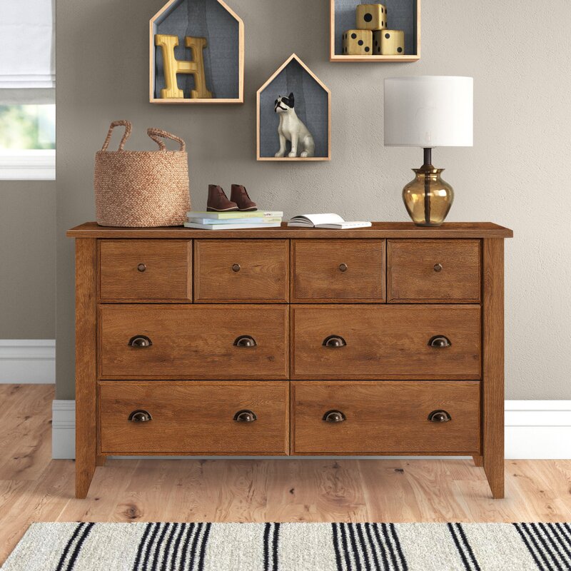 Oiled Oak Olney 6 Drawer 54.63'' W Quick and Easy Assembly