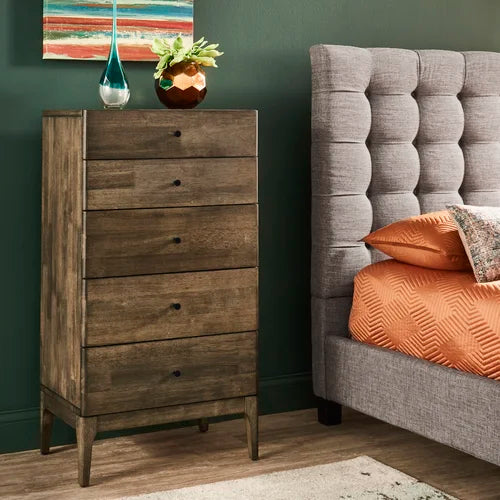 Olympia 5 Drawer 25.55'' W Chest Has a Solid and Engineered Wood Frame