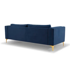 Gold Frame Olympia 89'' Velvet Square Arm Sofa with Reversible Cushions