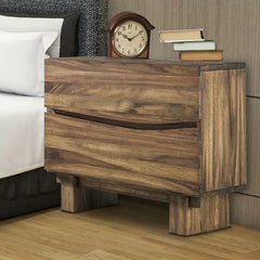 Omak 24'' Tall 2 - Drawer Solid Wood Nightstand in Brown Coastal Style