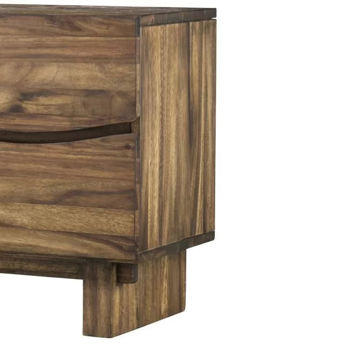 Omak 24'' Tall 2 - Drawer Solid Wood Nightstand in Brown Coastal Style