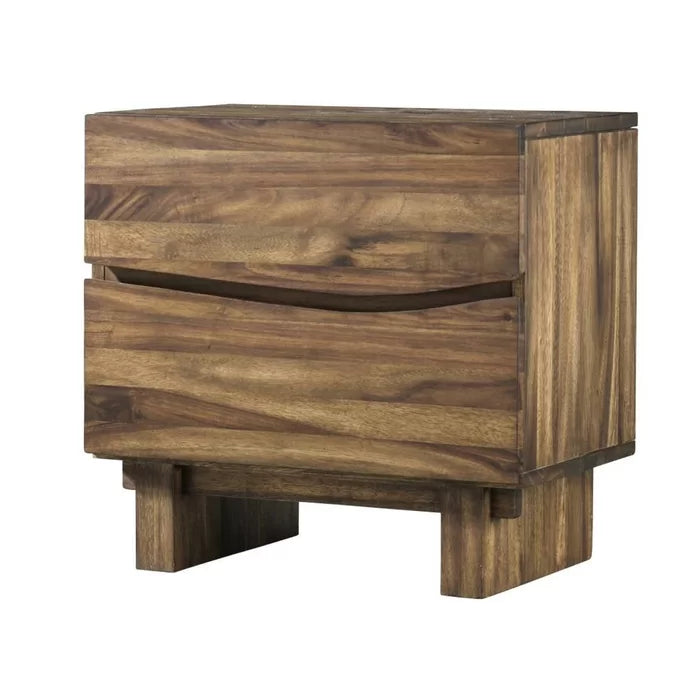 Omak 24'' Tall 2 - Drawer Solid Wood Nightstand in Brown Coastal Style