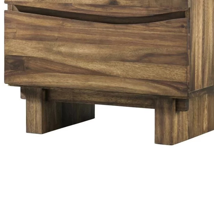 Omak 24'' Tall 2 - Drawer Solid Wood Nightstand in Brown Coastal Style