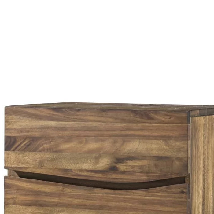 Omak 24'' Tall 2 - Drawer Solid Wood Nightstand in Brown Coastal Style