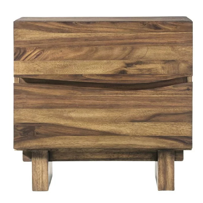 Omak 24'' Tall 2 - Drawer Solid Wood Nightstand in Brown Coastal Style