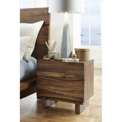 Omak 24'' Tall 2 - Drawer Solid Wood Nightstand in Brown Coastal Style