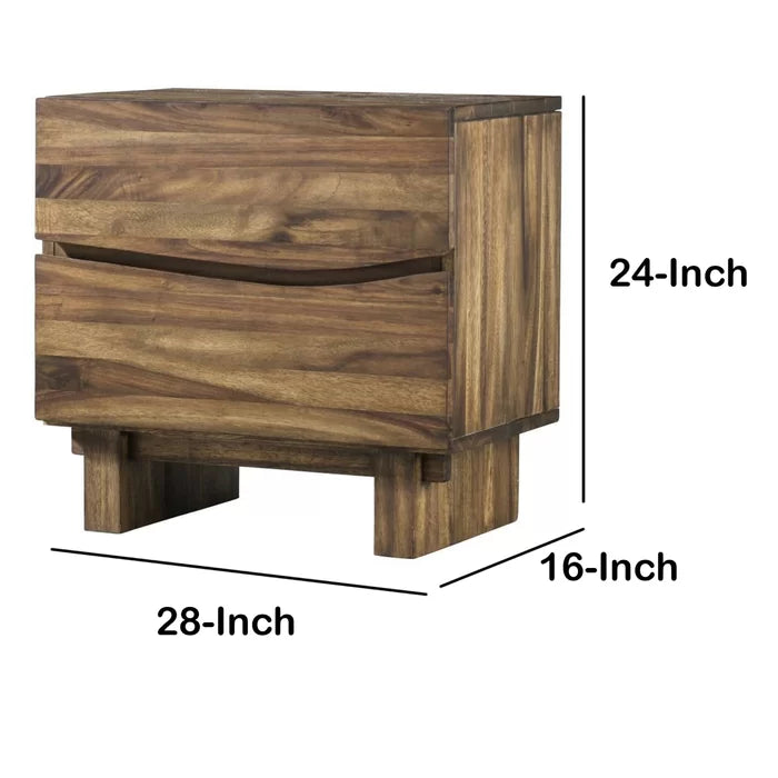 Omak 24'' Tall 2 - Drawer Solid Wood Nightstand in Brown Coastal Style