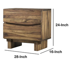 Omak 24'' Tall 2 - Drawer Solid Wood Nightstand in Brown Coastal Style