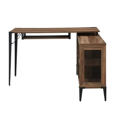 Rustic Oak Onamia L-Shape Desk with Cable Management and Keyboard Tray Manufactured Wood