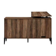 Rustic Oak Onamia L-Shape Desk with Cable Management and Keyboard Tray Manufactured Wood