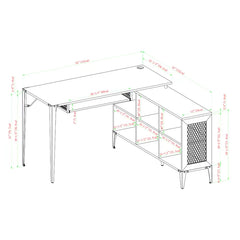Rustic Oak Onamia L-Shape Desk with Cable Management and Keyboard Tray Manufactured Wood