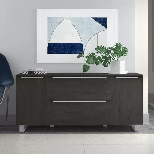 Espresso Ose 63'' Wide 2 Drawer Lateral Filing Cabinet Heavy Duty Construction