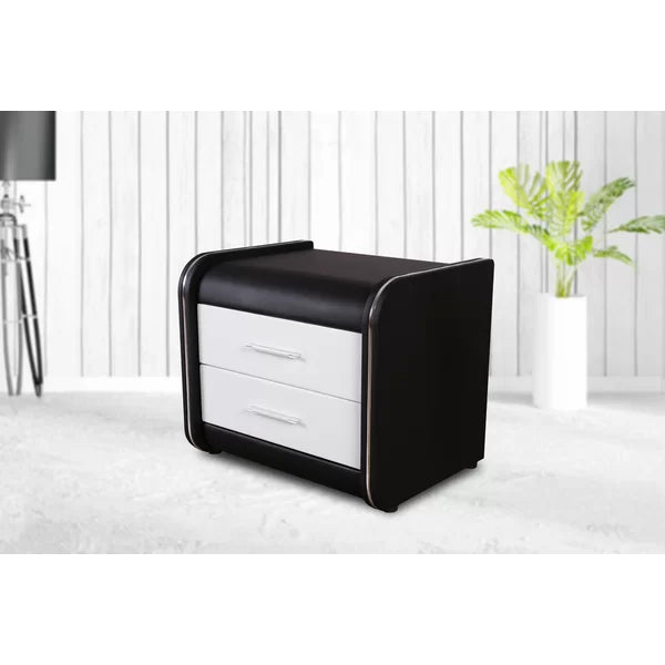 Black / White Ossafa 17.3'' Tall 2 - Drawer Plastic Nightstand