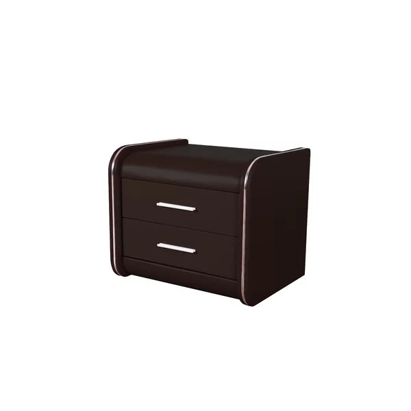 Dark Brown Ossafa 17.3'' Tall 2 - Drawer Plastic Nightstand Contemporary Style