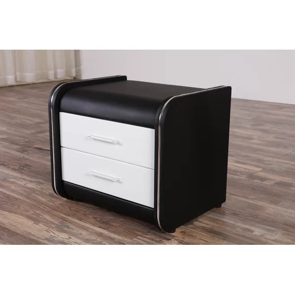 Black / White Ossafa 17.3'' Tall 2 - Drawer Plastic Nightstand