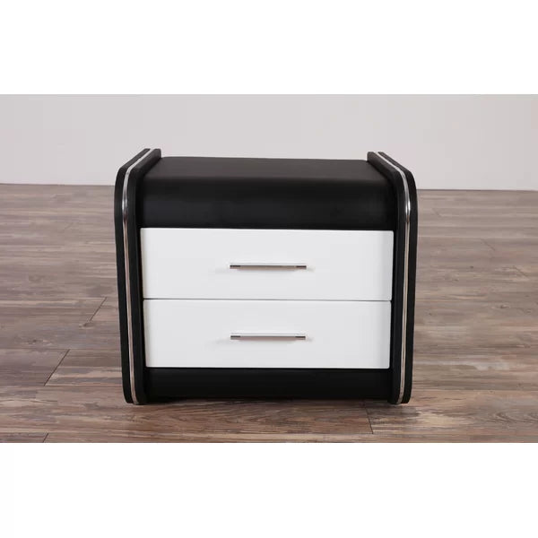 Black / White Ossafa 17.3'' Tall 2 - Drawer Plastic Nightstand