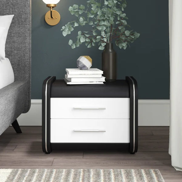 Black / White Ossafa 17.3'' Tall 2 - Drawer Plastic Nightstand