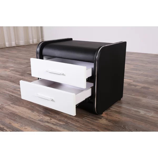 Black / White Ossafa 17.3'' Tall 2 - Drawer Plastic Nightstand