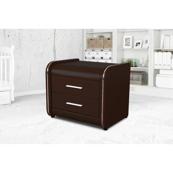 Dark Brown Ossafa 17.3'' Tall 2 - Drawer Plastic Nightstand Contemporary Style