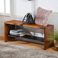 Amber Solid Wood Shelves Storage Bench Add A Stylish Stage in your Entryway, Mudroom