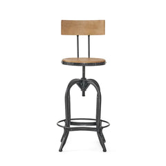 Wooden Seat and Footrest Oswalt Swivel Bar Stool Adjustable Height