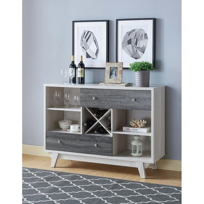 47.25'' Wide 2 Drawer Manufactured Wood with Wine Bottle Storage Perfect for Organize