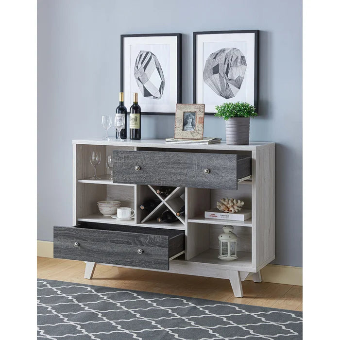 47.25'' Wide 2 Drawer Manufactured Wood with Wine Bottle Storage Perfect for Organize