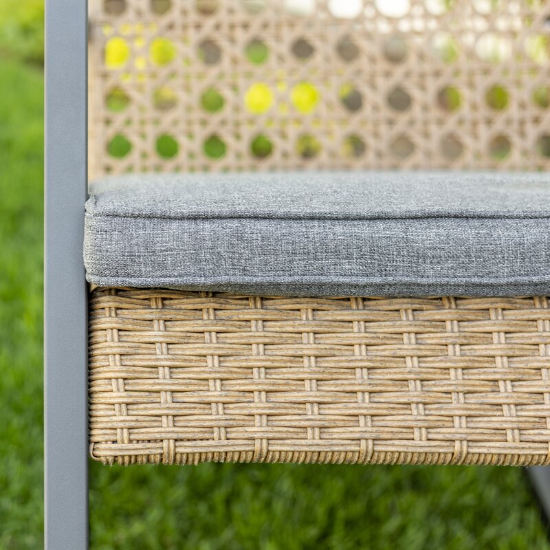Outdoor Rocking Chair with Cushions Rattan with A Cane Weave Pattern On the Backrest Great in your Backyard Or By The Pool