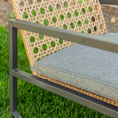 Outdoor Rocking Chair with Cushions Rattan with A Cane Weave Pattern On the Backrest Great in your Backyard Or By The Pool