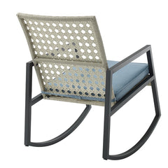 Outdoor Rocking Chair with Cushions Rattan with A Cane Weave Pattern on the Backrest Great in your Backyard Or By The Pool