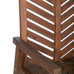 Dark Brown Outdoor Rocking Solid Wood Chair Chevron Pattern on the Back and Seat