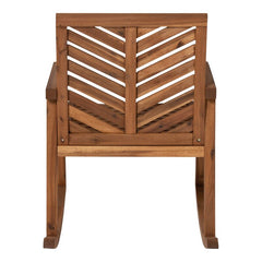 Brown Outdoor Rocking Solid Wood Chair Patio Rocking Chair is Sturdy and Durable While its Chevron Pattern on the Back and Seat