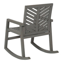 Gray Wash Outdoor Rocking Solid Wood Chair Patio Rocking Chair is Sturdy and Durable Chevron Pattern on the Back