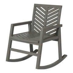 Gray Wash Outdoor Rocking Solid Wood Chair Patio Rocking Chair is Sturdy and Durable Chevron Pattern on the Back
