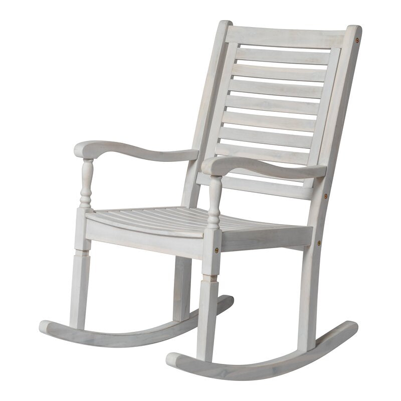White Outdoor Rocking Solid Wood Chair Perfect for your Patio, Deck, Or Any Outdoor Space To Relax in