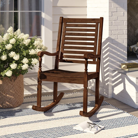 Outdoor Rocking Solid Wood Chair Perfect for your Patio, Deck, Or Any Outdoor Space To Relax in