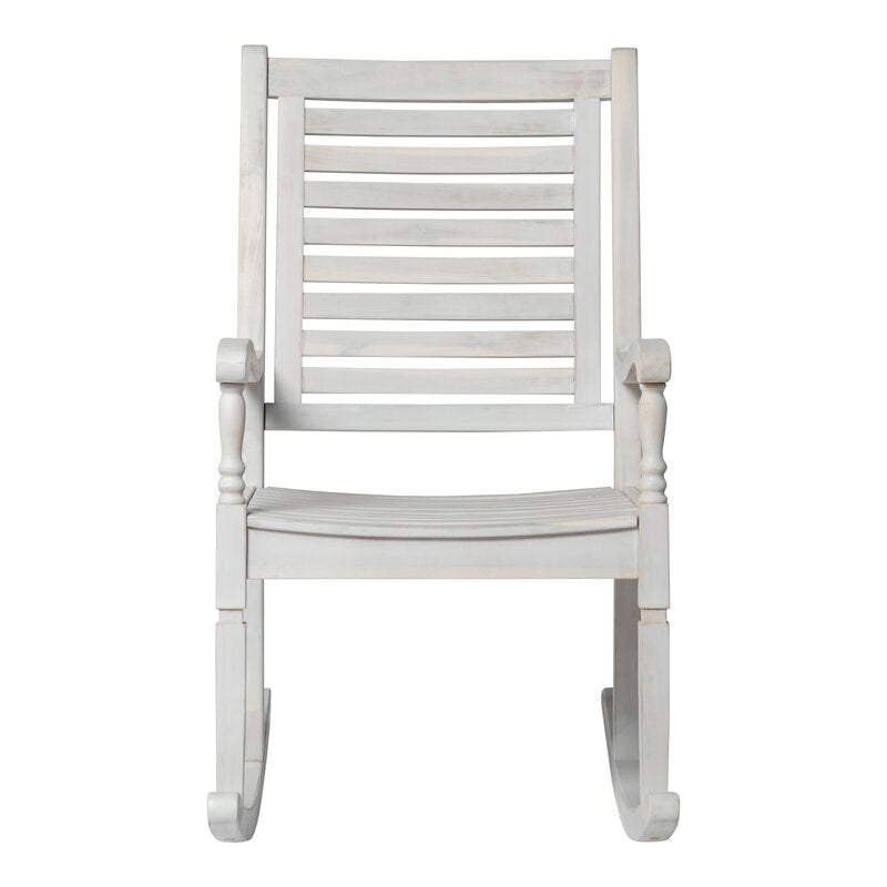 White Outdoor Rocking Solid Wood Chair Perfect for your Patio, Deck, Or Any Outdoor Space To Relax in