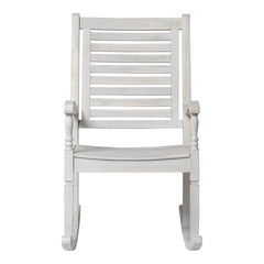 White Outdoor Rocking Solid Wood Chair Perfect for your Patio, Deck, Or Any Outdoor Space To Relax in