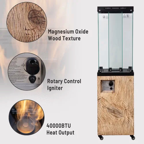 Oak Outdoor Square Flame 41000 BTU Propane Patio Heater Design