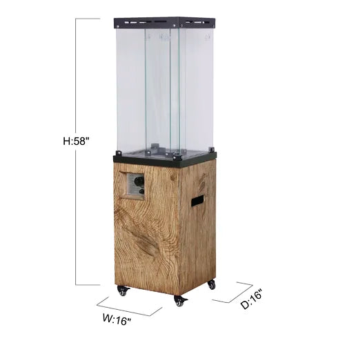 Oak Outdoor Square Flame 41000 BTU Propane Patio Heater Design