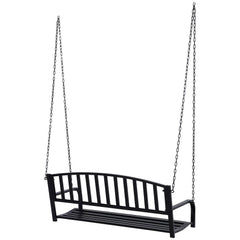 2 Person Front Hanging Porch Swing Bench, Ourdoor Steel Weather Resistant Swing with Chains, 50''L Durable Solid Steel Supports up to 500 lbs